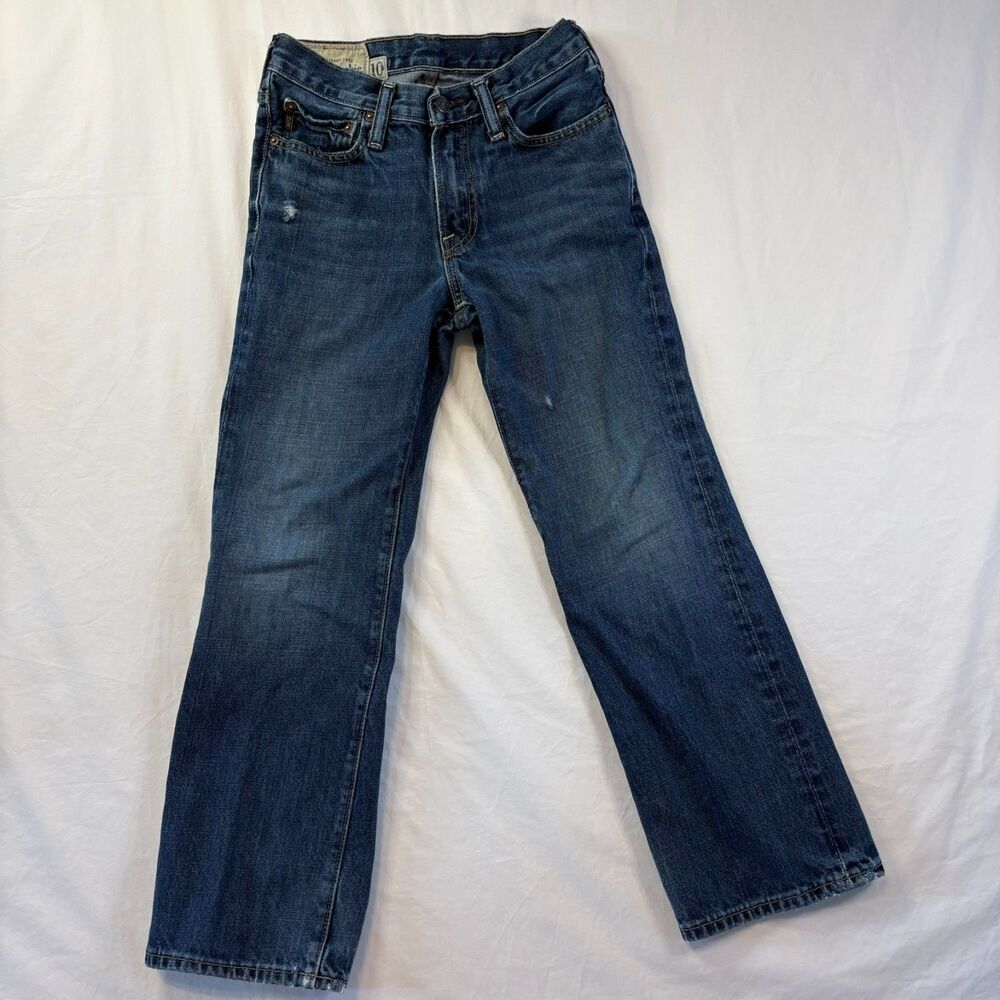 Vtg Abercrombie Kids Kilburn Low Rise Boot Cut Distressed Denim Jeans Sz 10 Reg